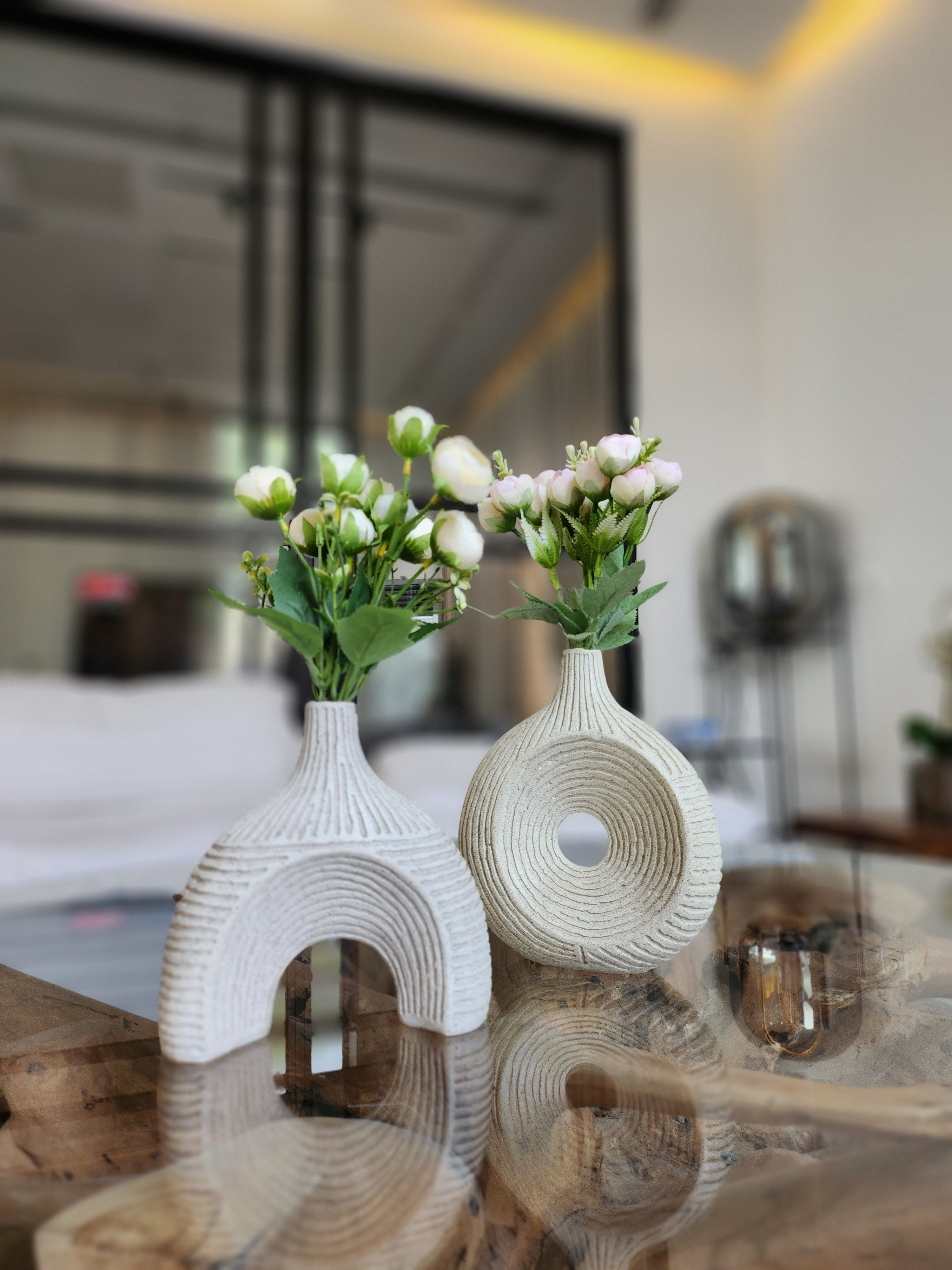 Ripple Texture Ceramic Bud Vase Set