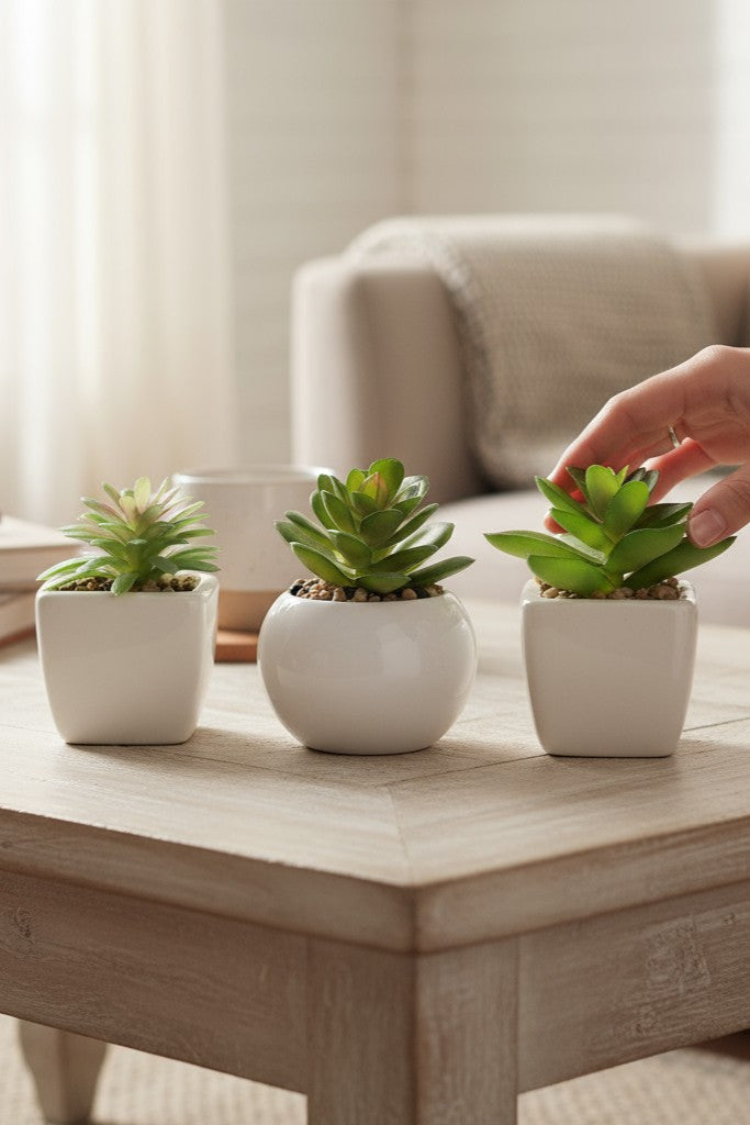 Mini Artificial Succulent Plants – Set of 3