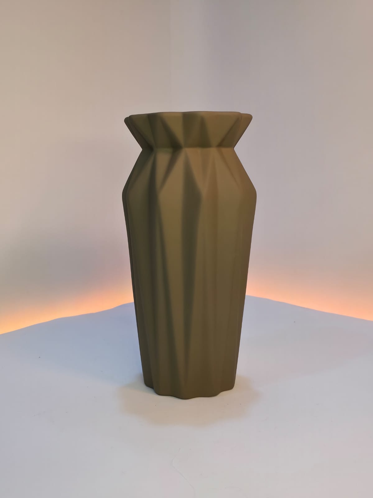 Modern Geometric Ceramic Vase with Artificial Flowers