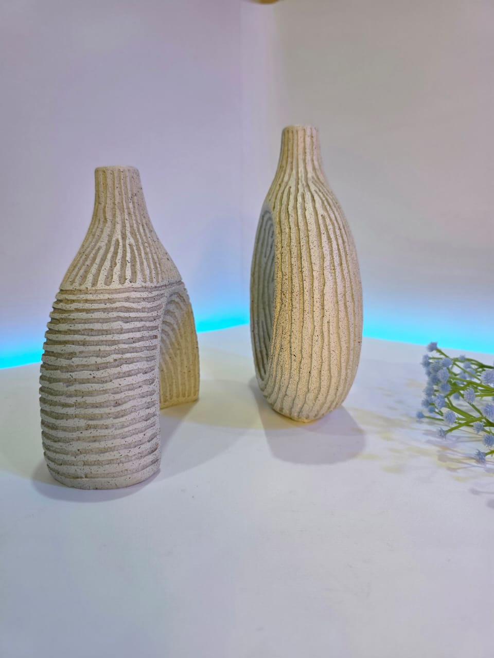 Ripple Texture Ceramic Bud Vase Set