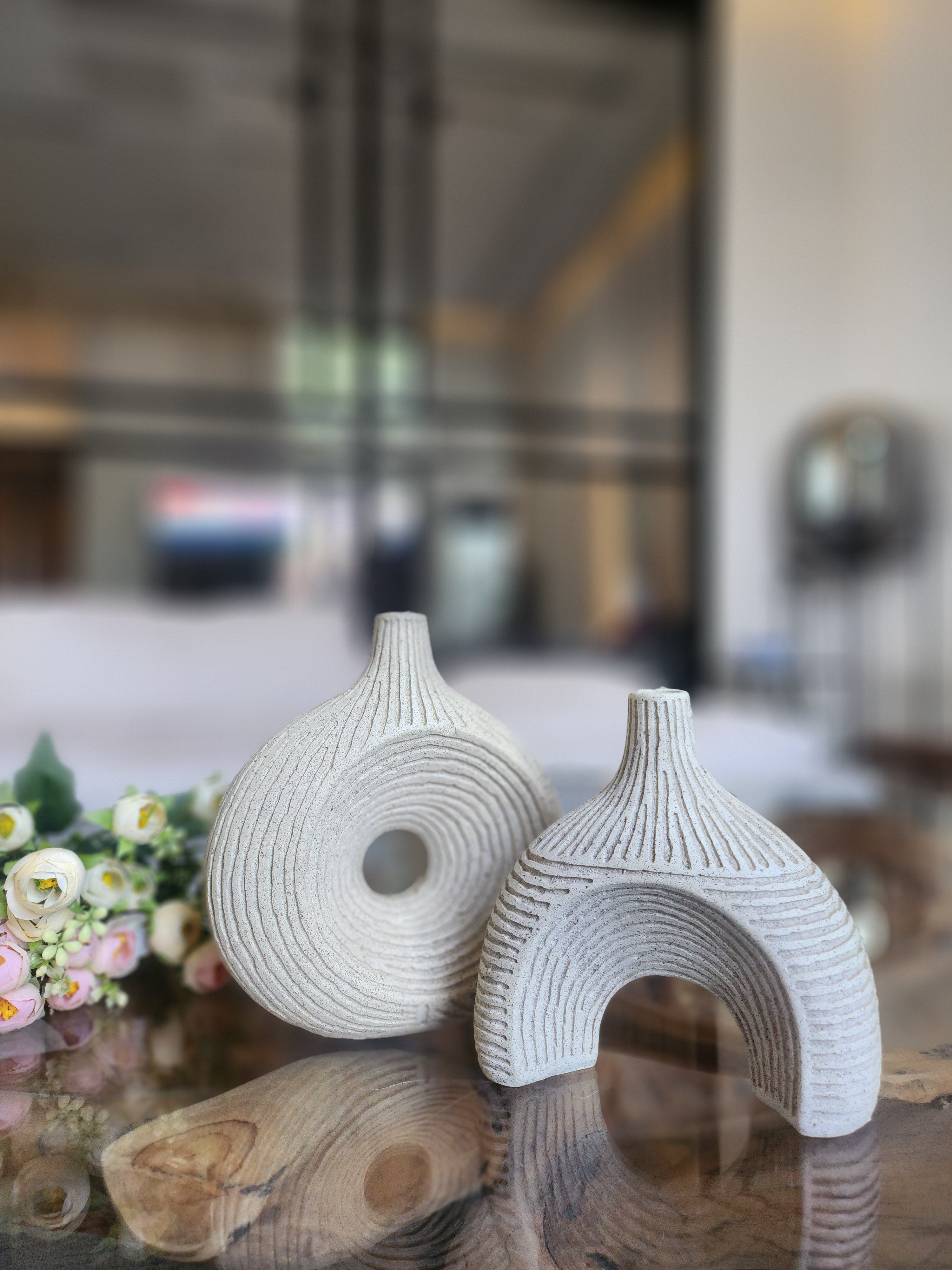 Ripple Texture Ceramic Bud Vase Set
