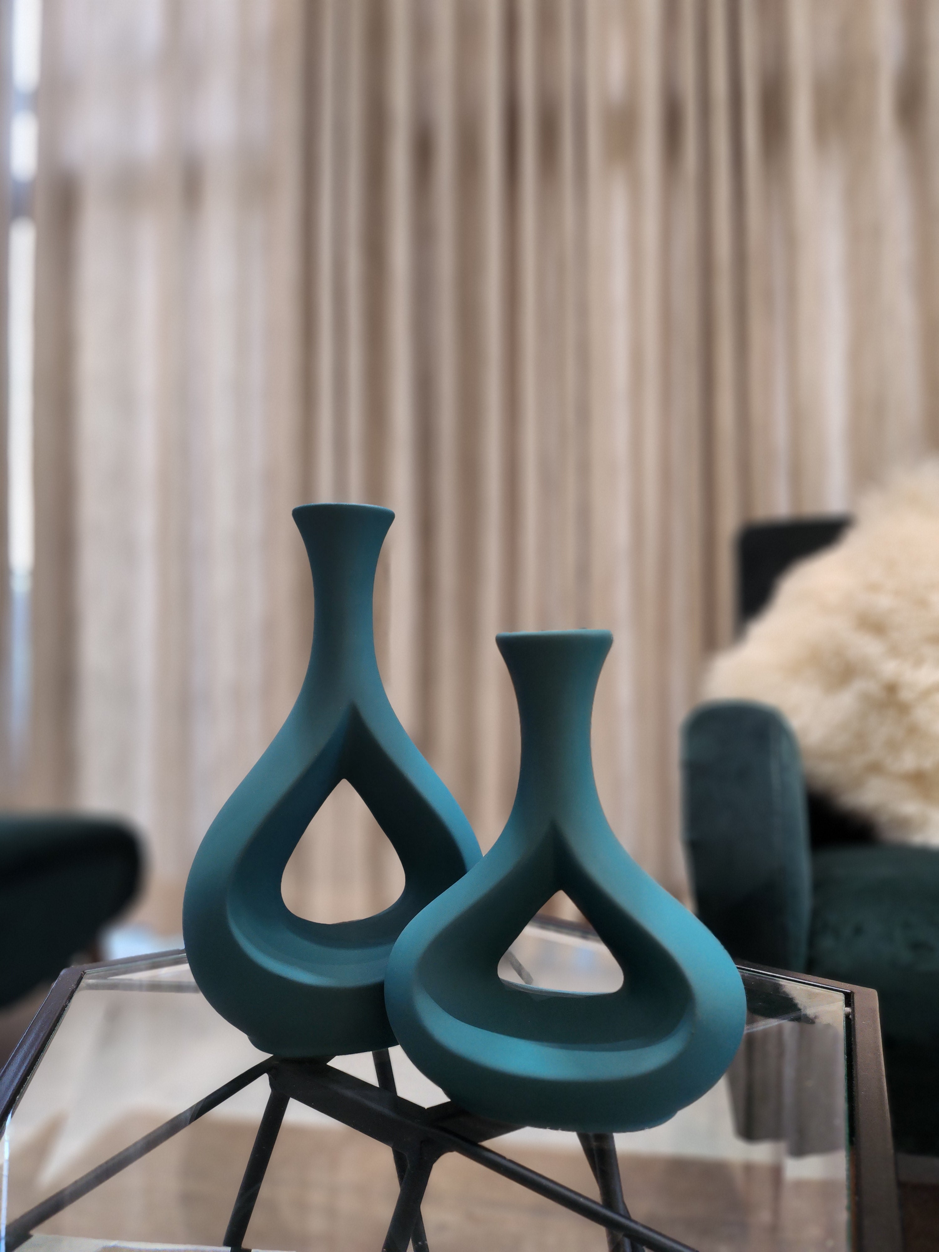 Teardrop Matte Vase Set– Deep Emerald
