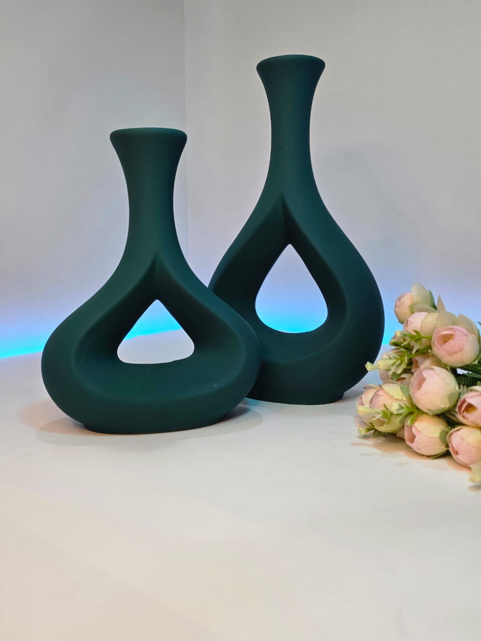 Teardrop Matte Vase Set– Deep Emerald