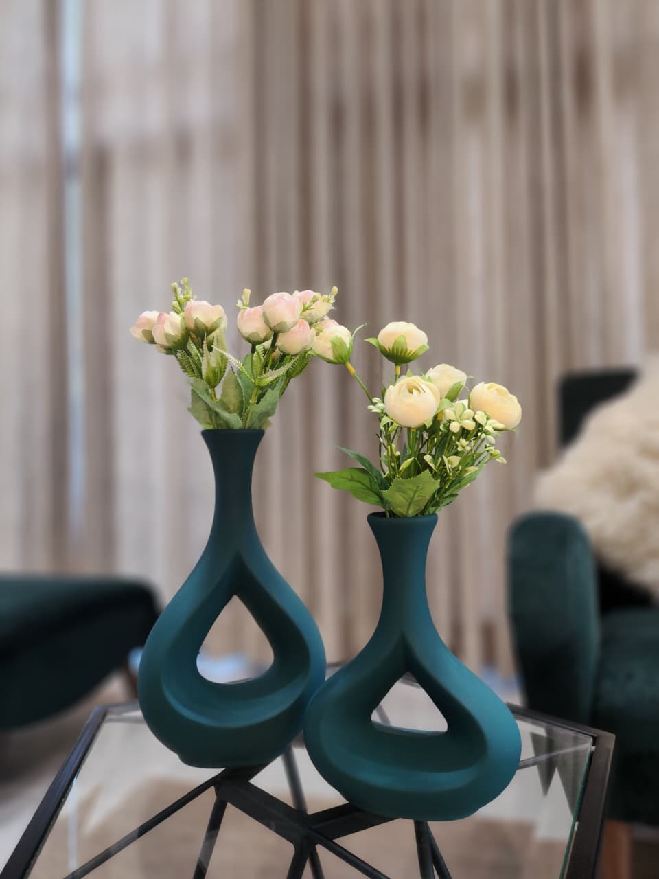 Teardrop Matte Vase Set– Deep Emerald